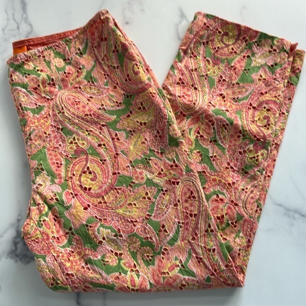 Cynthia Steffe Unique Multicolor Brocade Cropped Pants Size 8